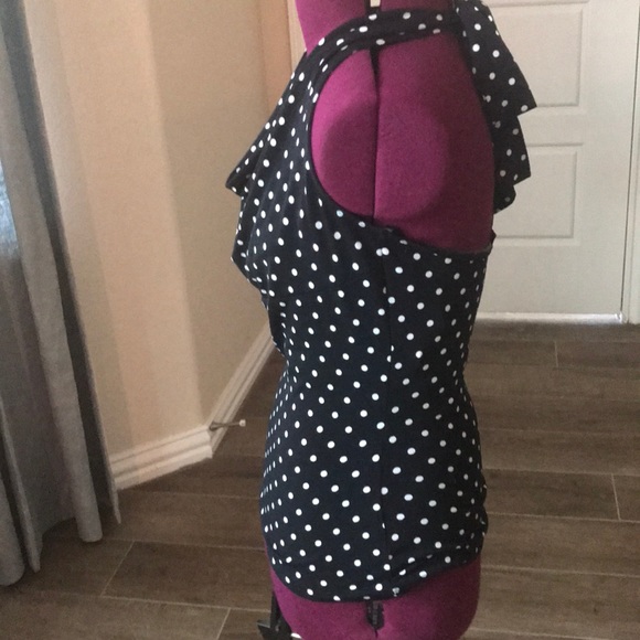 Black and white polka dot halter - Picture 2 of 4